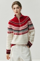 Pull 100% cachemire, col haut pour femme, demi-fermeture éclair, pull en tricot épais, veste pull ample