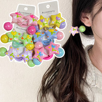 Élastique à cheveux en résine motif étoile mignon pour enfants, attache-queue de cheval à boule unique, accessoires capillaires quotidiens pour petites filles