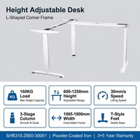 Bureau d'angle moderne électrique à 3 pieds en forme de L, réglable en hauteur, extensible, pour ordinateur, avec cadre de bureau de direction intelligent