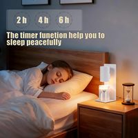 LANJO Lampe chauffe-cire électrique artisanale en bois pour bougies d'aromathérapie, avec minuterie et variateur d'intensité, 2 ampoules offertes, design géométrique