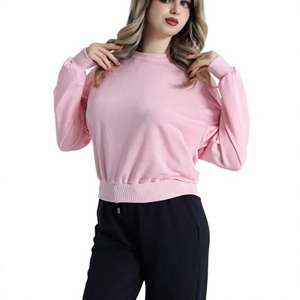 New Women Autumn/Winter Plus Size Waterproof Washed Fleece Solid Eco-Friendly Sweatshirt Custom Logo-<b>Drop</b> Shoulder Pullover - Product Image 1