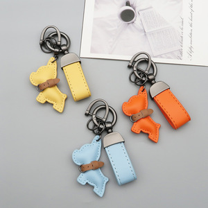 Porte-clés tendance <span class=keywords><strong>en</strong></span> métal et cuir personnalisé avec nom, pendentif pour chien, <span class=keywords><strong>moto</strong></span>, voiture, gravure laser de texte, dessin animé, cadeau pour femmes et hommes - Product Image 4