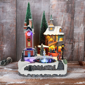 Ensemble de <span class=keywords><strong>village</strong></span> de Noël enchanteur en résine avec lumières LED pour décor festif de souvenirs de centre commercial - Product Image 3