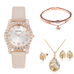 Montre décontractée pour femme Amadi, cadran simple étoile à cinq branches, ensemble de bijoux cinq pièces, mouvement à quartz, alliage 16 mm - Product Image 6