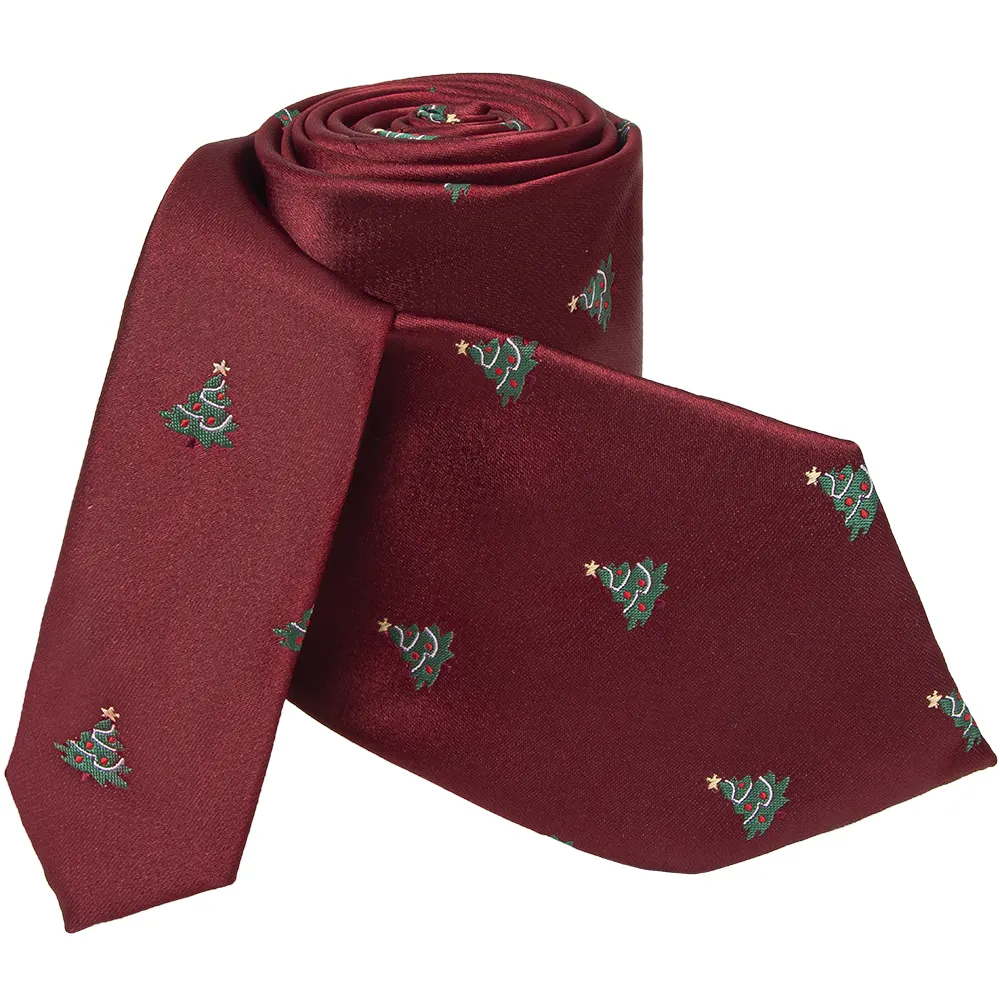 Nuevo diseño 100% Micro tejido rojo corbata novedad hombres moda Navidad árbol verde corbatas Navidad cuello corbatas