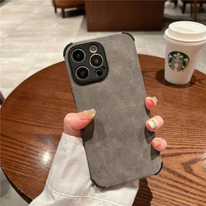 Custodia per telefono in pelle di agnello di lusso per <span class=keywords><strong>iPhone</strong></span> 17 16 15 <span class=keywords><strong>14</strong></span> 13 12 11 <span class=keywords><strong>Pro</strong></span> X XS XR Retro tinta unita Cover in Silicone morbido - Product Image 4