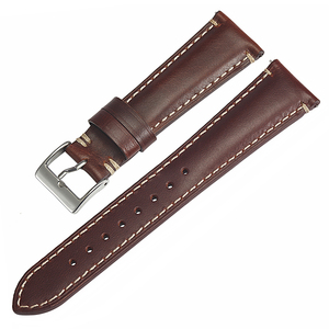 Correa de reloj de cuero liso personalizada, correa de cuero encerado italiano Vintage de 20mm y 22mm - Product Image 4