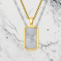 Éventail pliant Texture bicolore collier électrolytique pendentif en acier au titane à la mode accessoires de mode hip-hop audacieux pour hommes
