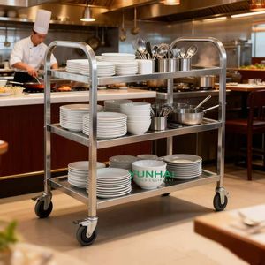 Voedselwagen, dienstwagen met zwenkwielen, keukenwagen van roestvrij staal, hotelrestaurant - Product Image 6