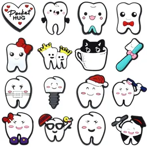 Wholesale Teeth Care Theme Shoes Charms Packs Shoe Decoration Set For Kids Adult Hole Shoes Slipper Accessories Wholesale Bulk