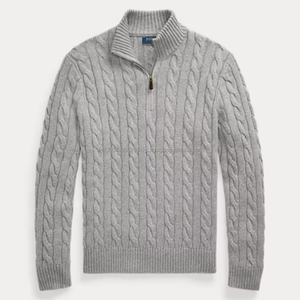 Suéter de Cuello Redondo de Alta Calidad para Hombre con Logotipo de Animal Bordado, Pullover con Media Cremallera, Pullover de Punto Tipo Polo - Product Image 1