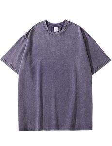 เสื้อยืดผู้ชายโอเวอร์ไซส์วินเทจ280g เสื้อผ้าแนวสตรีทผ้าฝ้ายแขนสั้นสีพื้นเสื้อซักกรด - Product Image 4