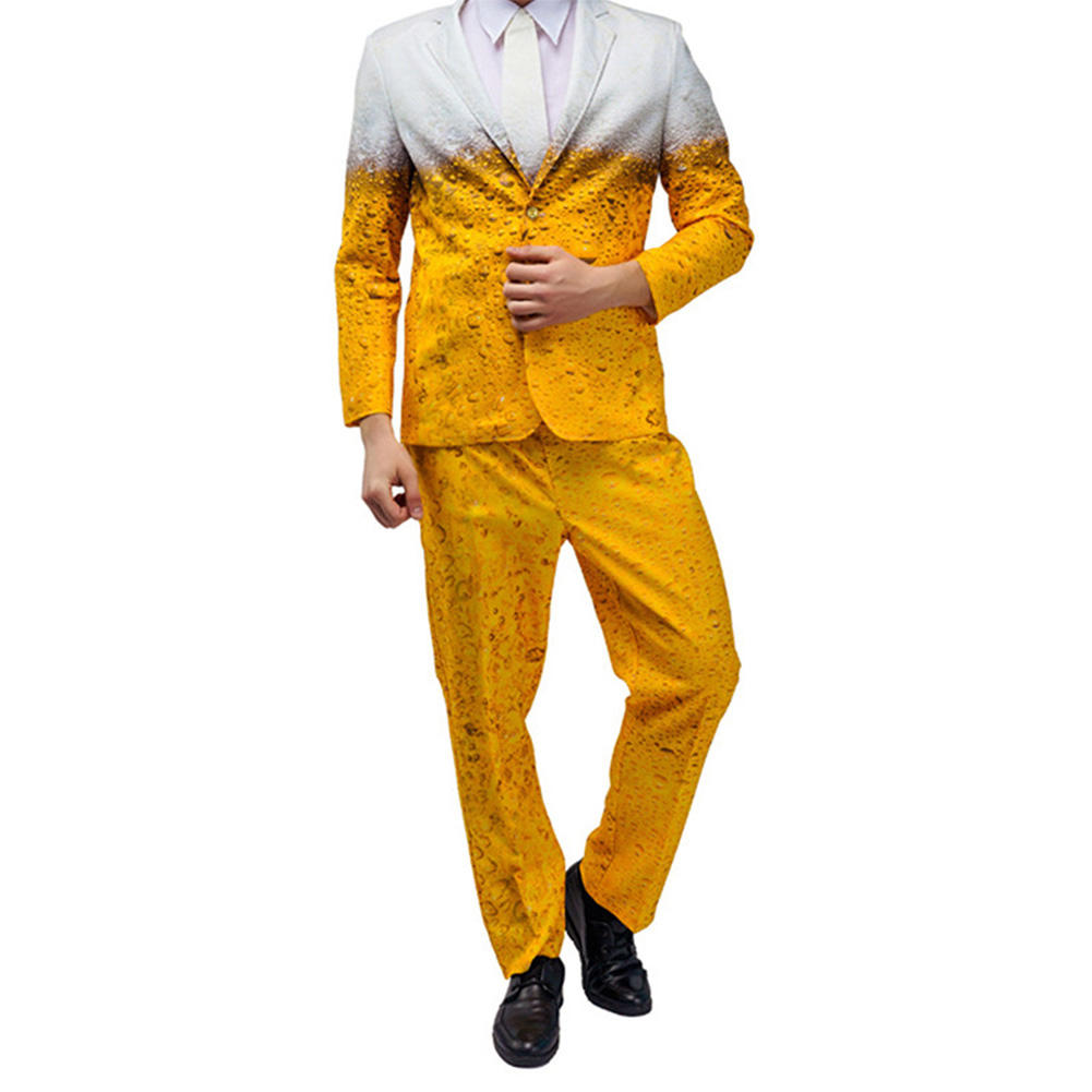 Costume de fête de bière jaune pour homme, Costume de déguisement pour adulte, Costume de Cosplay