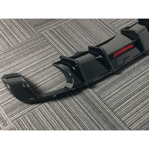 Difusor Trasero Negro Brillante para Coche A4 S4, Divisor <span class=keywords><strong>de</strong></span> Parachoques Trasero ABS con Luz para Audi A4 S4 B9 2017-2019, Kits <span class=keywords><strong>de</strong></span> Carrocería Deportivos - Product Image 4