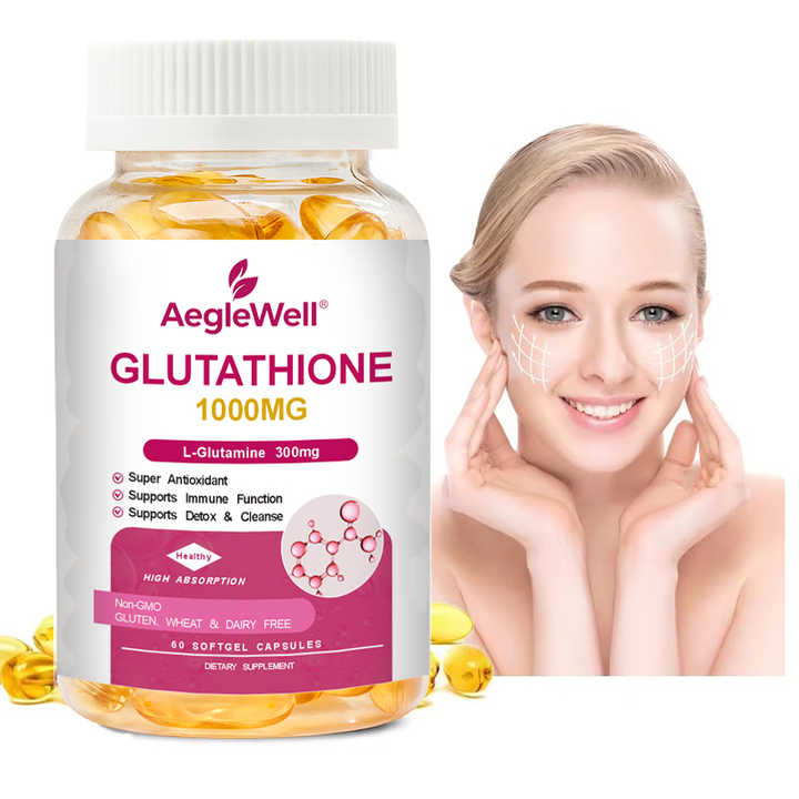 wholesale glutathione capsules Aeglewell Oem Private Label Maximum Strength Skin Whitening Glutathione Softgel Skin Whitening macapowder Size:6 Pcs Kojic Acid vs Glutathione: