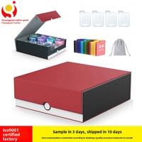 Boîte à cartes rectangulaire à trois niveaux motif litchi, grande capacité, multi-usages, pour PTCG Pokémon ; Cartes avec logo personnalisable