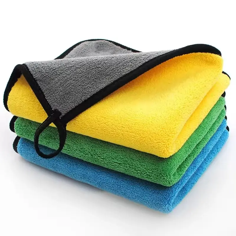 Customized 1600GSM microfiber twist car cleaning towel thick absorbent lint-free car wash towel