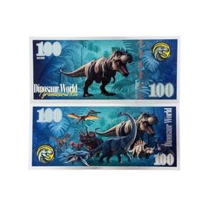 全新 9 件侏罗纪世界恐龙银金箔 100 美元通用印刷纪念钞票 - Product Image 6