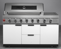 Barbecue au gaz moderne à 8 brûleurs avec dispositifs de sécurité certifié CE pour cuisine extérieure et cuisson