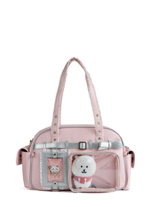 Sac bandoulière Ita carré violet personnalisé en gros avec fenêtre transparente pour affichage de badges anime, style Kawaii, pour <span class=keywords><strong>cosplay</strong></span> et usage quotidien - Product Image 2
