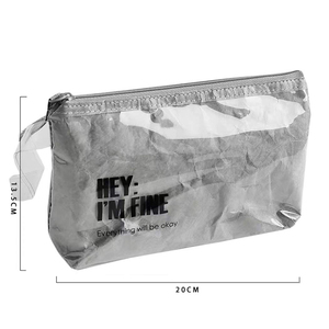Custodia cosmetica per trucco in carta Kraft lavabile impermeabile multifunzione leggera <span class=keywords><strong>Tyvek</strong></span> con pellicola in PVC - Product Image 1