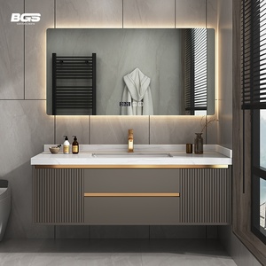Moderno lujo blanco aluminio LED montado en la pared Hotel <span class=keywords><strong>baño</strong></span> vanidad cerámica <span class=keywords><strong>encimera</strong></span> con espejo de <span class=keywords><strong>baño</strong></span> lavabo ducha - Product Image 3
