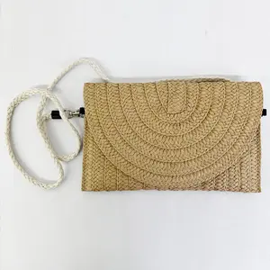 Beach bag woven with paper straw letter bag women's shoulder diagonal backpack cotton rope shoulder strap
