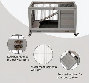 Poulailler en bois de <span class=keywords><strong>sapin</strong></span> massif avec plateau de nettoyage extractible, grande cage extérieure pour poules avec nichoir et barre de repos - Product Image 3