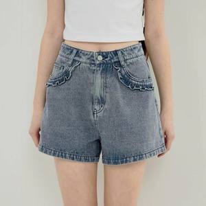 New Fashion Custom Logo Vintage Denim Shorts Casual Washed High Quality Denim Mini <b>Jeans</b> Women - Product Image 1