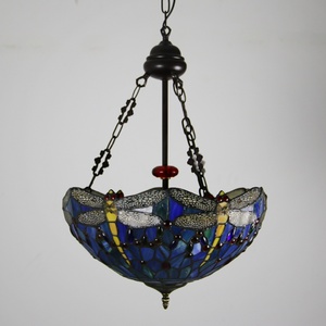LongHuiJing Tiffany Style Stained Glass Dragonfly Table Adjustable Height LED 360 <b>Light</b> Middle Brass Finish Living Room 110-240V - Product Image 4