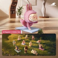 Figurine d'Action Labubu les Monstres, Série de Yoga Paresseux, Boîte Aveugle, Poupée Violette, Anime, Modèle à Collectionner, Cadeau