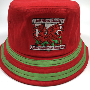 2024 <span class=keywords><strong>Gales</strong></span> logotipo personalizado bordado sombrero de cubo de calidad superior algodón raya borde Boonie gorras Reino Unido atleta fútbol sombrero parches - Product Image 3