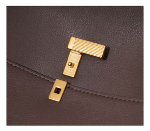 Women's Flip-on Genuine Leather Satchel Bag Luxury Twist <b>Lock</b> Designer Shoulder Bag with a Chain Decoration Charm Ready to Ship - Product Image 6