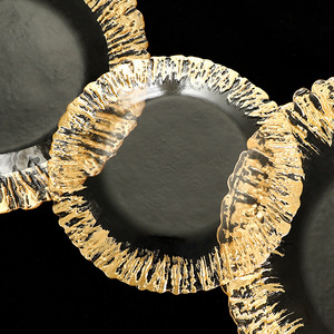 Nouvelles assiettes de présentation en verre à bord doré <span class=keywords><strong>pour</strong></span> mariage en <span class=keywords><strong>extérieur</strong></span>, assiettes de <span class=keywords><strong>table</strong></span> en verre argentées, personnalisables, vente en gros - Product Image 1