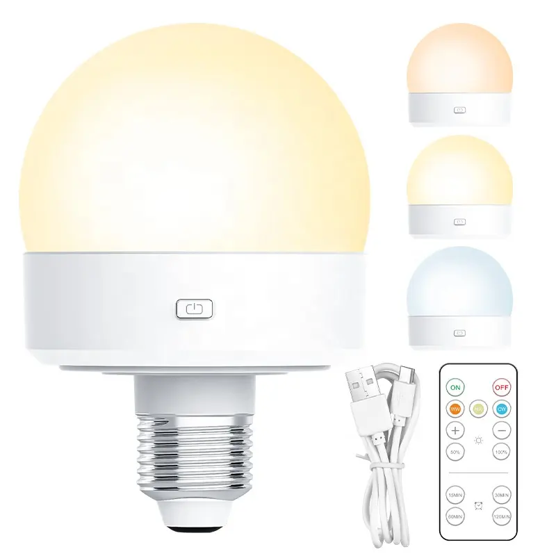 2 in 1 Rechargeable Light Bulb E26 with Remote Control Dimmable Desk Lamp Night Light for Home Decor LED Smart Light Bulb