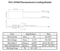 Módulo de Refrigeración Termoeléctrico TEC1-09905, Generador de Agua con Aire Acondicionado Personalizado TE, TEC 09905 12v 5v Peltier