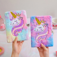 Agenda de felpa con bloqueo, libreta con dibujos de unicornios, regalo para chicas y estudiantes