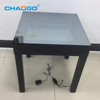 Nouvelle conception moderne, table de bar interactive en verre trempé avec LED à changement de couleur, contrôle par application, miroir infini carré pour bar à domicile, centre commercial