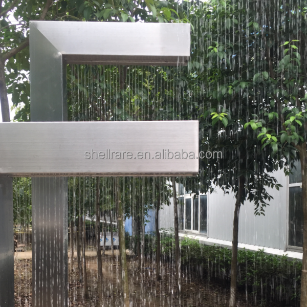 Garden metal waterfall with rain curtain customized corten steel water feature outdoor