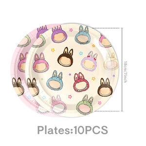 Bubu les monstres, fournitures de fête pour 10 invités, assiettes jetables, gobelets, serviettes, fourchettes, cuillères, décoration d'anniversaire pour enfants, dessin animé mignon - Product Image 4