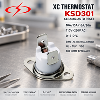 Thermostat XC KSD301 en céramique à réinitialisation automatique 15A/16A/20A 110V-250V AC -230°C Interrupteur thermique bimétallique TUV VDE pour