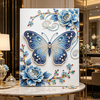Peinture Mosaïque Faite Main 5D à Forme Spéciale avec Perles, Motifs Papillon, Chat, Fleur, Dame pour Décoration de Salon et Cadeau pour Adultes