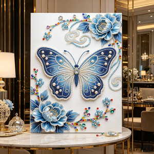 Peinture Mosaïque Faite Main 5D à Forme Spéciale avec Perles, Motifs Papillon, Chat, Fleur, Dame <span class=keywords><strong>pour</strong></span> Décoration de Salon et Cadeau <span class=keywords><strong>pour</strong></span> Adultes - Product Image 1
