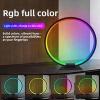 Lámpara de Noche Ambiental LED Activada por Sonido, Lámpara de Escritorio Redonda, Iluminación Ambiental para Mesa de Noche, Alimentada por USB