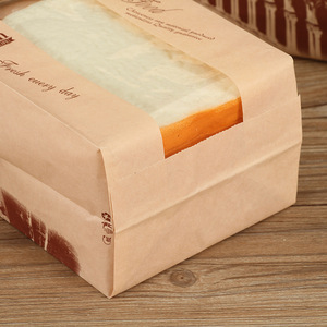 Biểu Tượng Tùy Chỉnh Thân Thiện Với Môi Nâu Giấy Kraft Chống-Dầu Bánh Bánh Mì Bao Bì Túi Với Cửa Sổ - Product Image 6