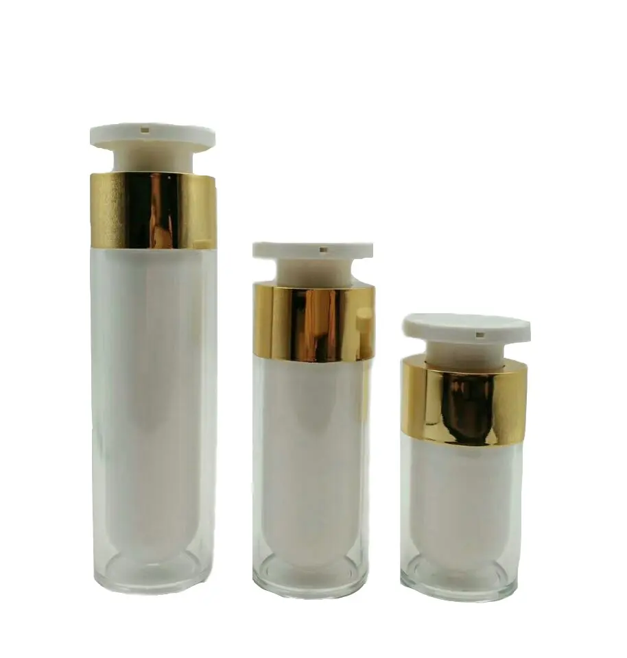 Botol Tanpa Udara Plastik Ganda Romantis, 15Ml 30Ml 50Ml Plastik Putih dengan Pompa Kunci Hati