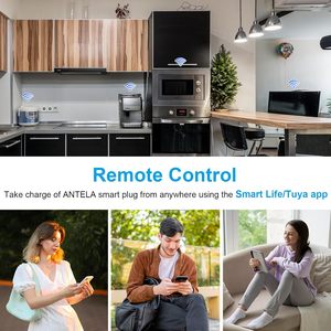 Antela Smart <b>Plug</b> Foro Passante Pulsante Eu Type F 2.4G 5G Wi-Fi Energy Monitoring <b>Remote</b> <b>Control</b> Universal Plastic 16A 240V - Product Image 3