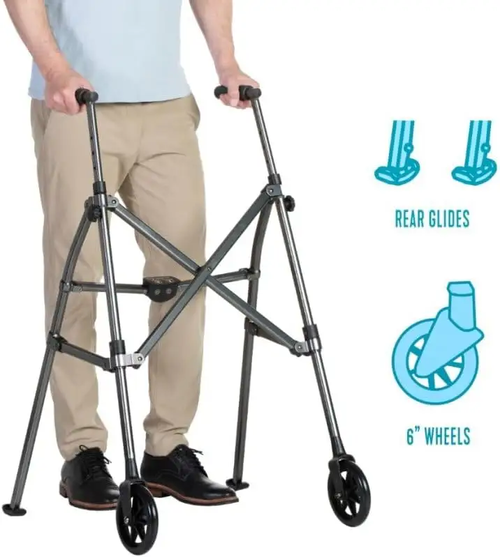 Lightweight and Foldable Rolling Walker for Adults Seniors Elderly Compact Travel Walker Folding Walking Aid