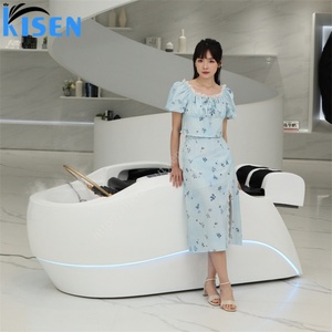 Kisen Lit de lavage auto de luxe avec massage 4D du cuir chevelu, thérapie corporelle complète, fonction vapeur, commande en anglais, tension adaptative - Product Image 1