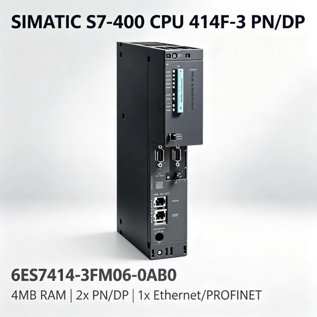 6ES7414-3FM06-0AB0,6ES7 414-3FM06-0AB0,For Siemens PLC SIMATIC S7-400 CPU414F-3 PN/DP CPU Unit 4MB Memory 3 Interfaces